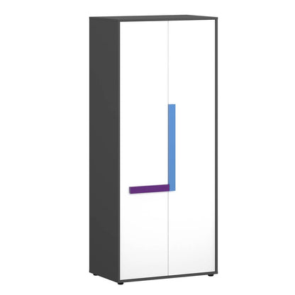 Ντουλάπα Δίφυλλη Alex 84x50x194 Γραφίτης-Λευκό 2 Πόρτες