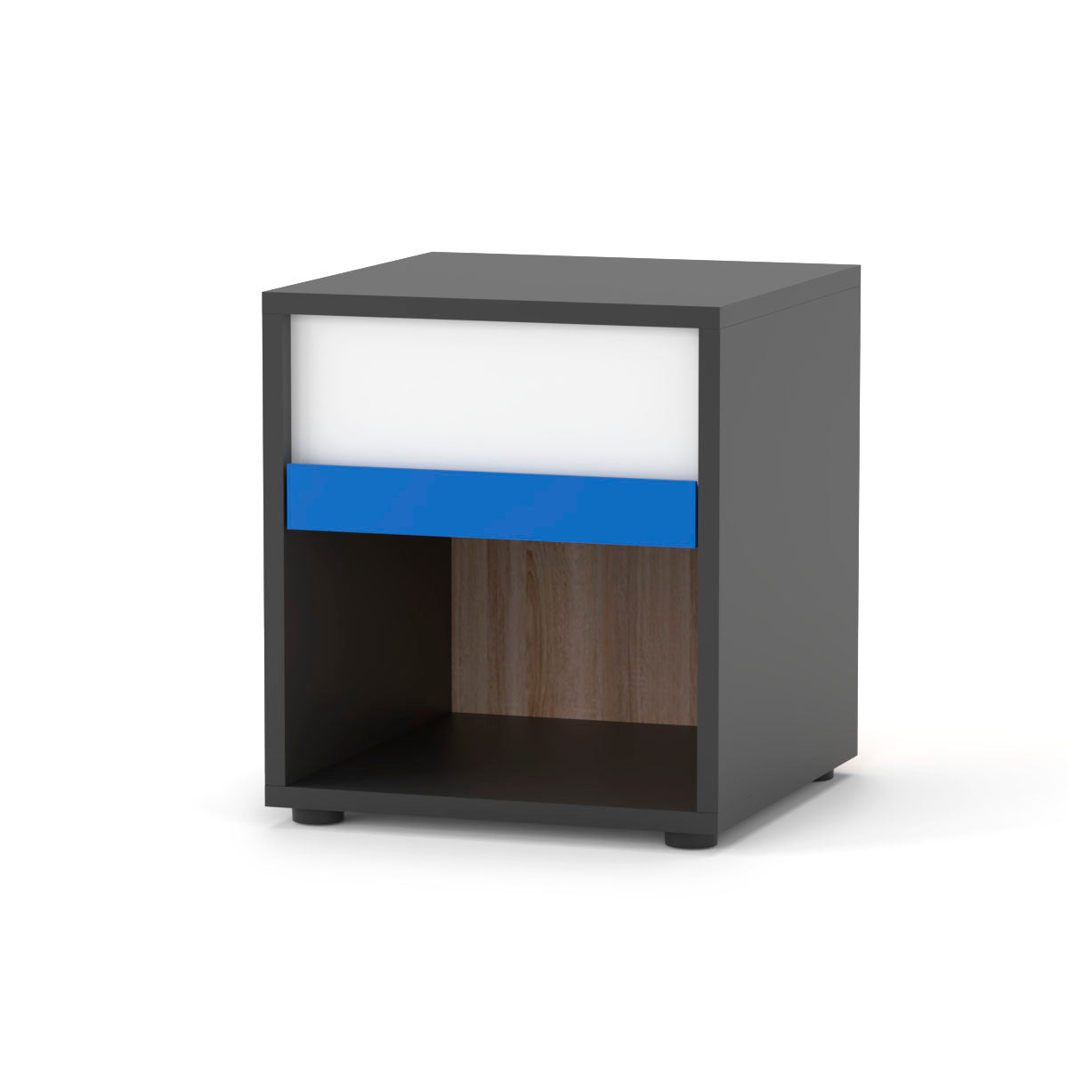 Κομοδίνο Alex Γραφίτης-Λευκό-Σονόμα Συρτάρι 36x36εκ