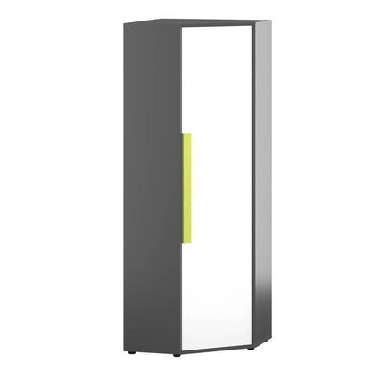 Ντουλάπα Μονόφυλλη Γωνιακή Alex 51x35/71x194 Γραφίτης-Λευκό