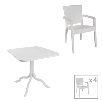 Τραπεζαρία Icon-Halcyon Σετ 5 Τεμ PP σε Λευκή Απόχρωση