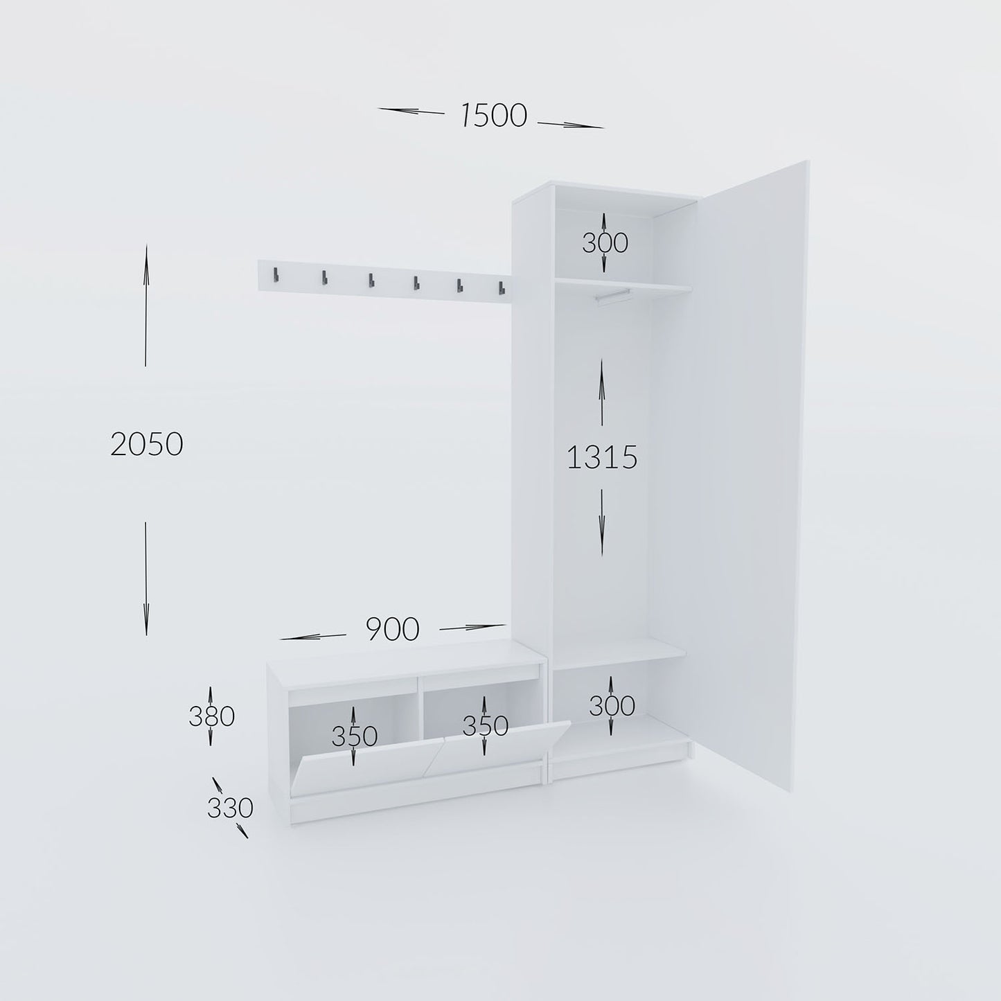 Σετ Εισόδου Sara Γκρι 150x33x205