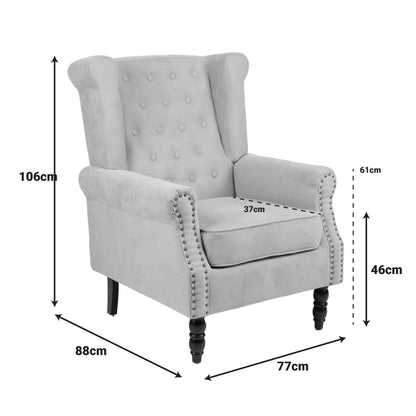 Πολυθρόνα Piore Ανθρακί Ύφασμα και Πόδι Rubberwood σε Μαύρη Απόχρωση 77x80x106