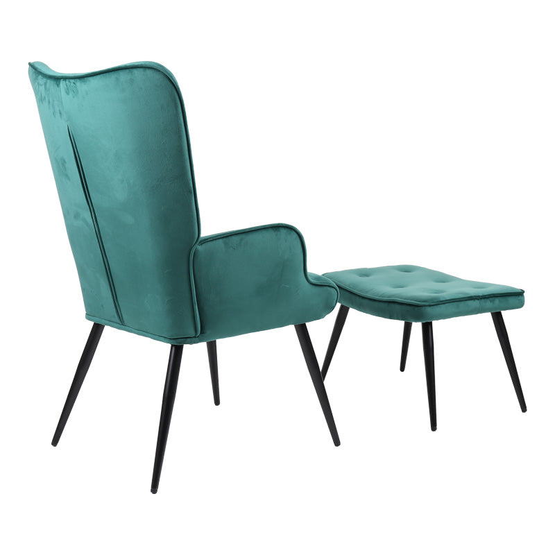 Πολυθρόνα με Υποπόδιο Siella Κυπαρισσί Βελούδο και Μαύρο Μέταλλο Πόδι 59x67x94