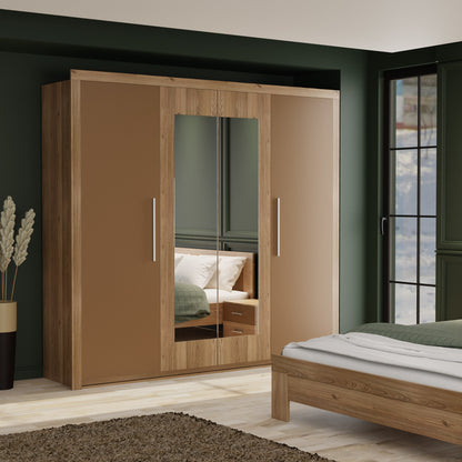 Ντουλάπα Τετράφυλλη Juliet Σκούρο Δρυς-Μπρονζέ 242x59x220