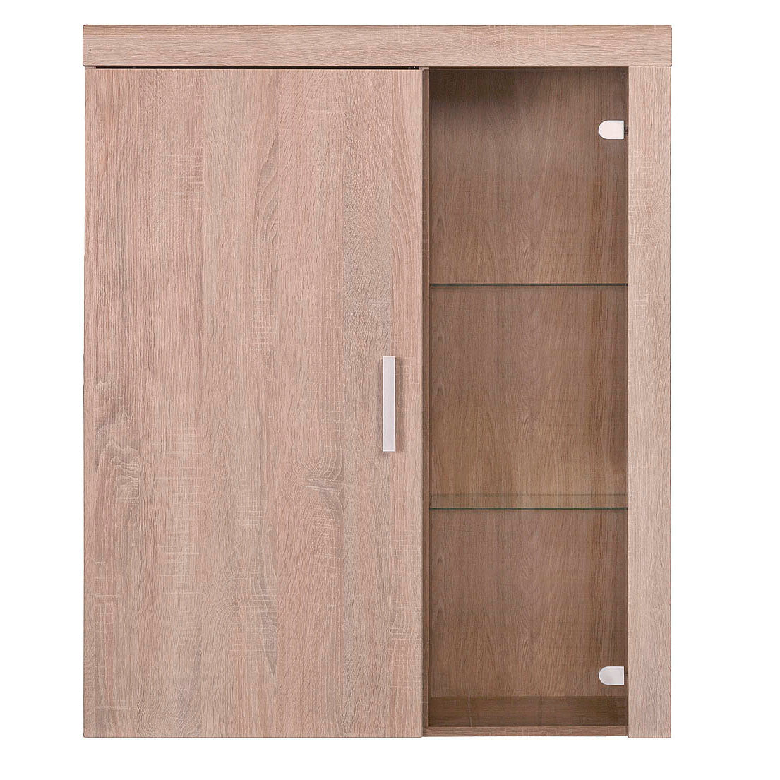 Κρεμαστή Βιτρίνα Δίφυλλη Damis 90.5x35x113.5 Σονόμα με Τζάμι και MDF Διακόσμηση