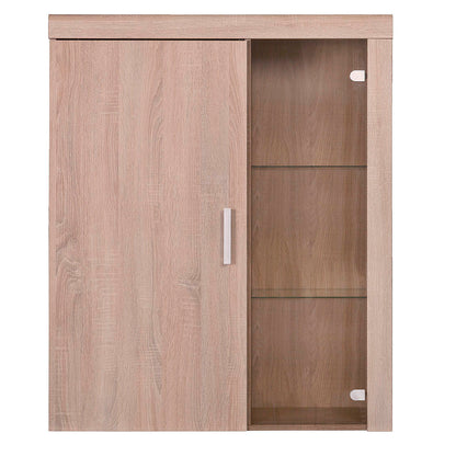 Κρεμαστή Βιτρίνα Δίφυλλη Damis 90.5x35x113.5 Σονόμα με Τζάμι και MDF Διακόσμηση