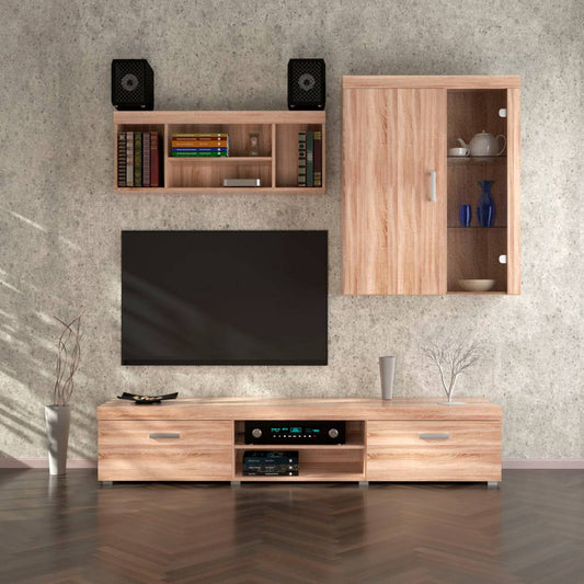 Σύνθεση Τηλεόρασης Damis Sonoma με MDF Λεπτομέρειες 237.5x45x210