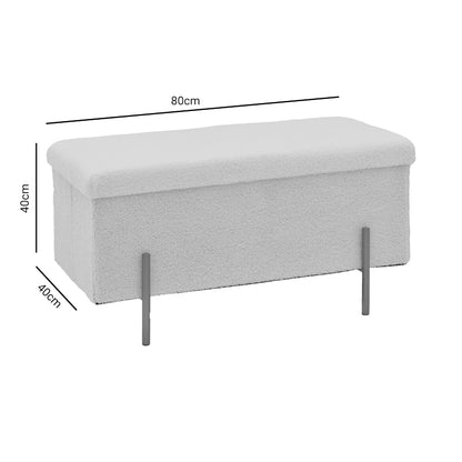 Σκαμπό-Μπαούλο Ziwel Μπουκλέ Λευκό-Χρυσό 80x40x40