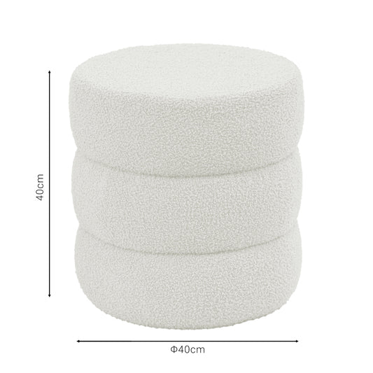 Σκαμπό-Πουφ Kioto Μπουκλέ Λευκό Φ40x40