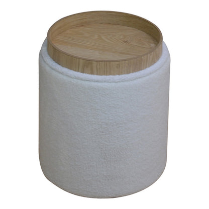 Σκαμπό-Μπαούλο Batur Μπουκλέ Ύφασμα σε Λευκή Απόχρωση Φ34x38