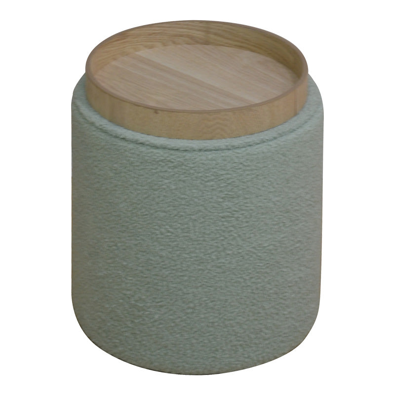 Σκαμπό-Μπαούλο Batur Μπουκλέ Ύφασμα σε Χακί Απόχρωση Φ34x38