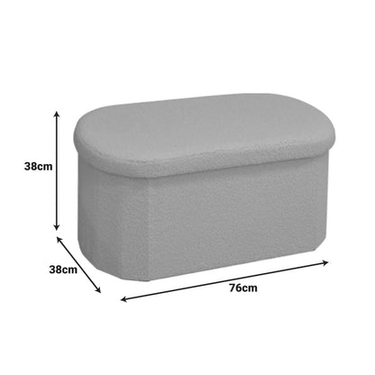 Σκαμπό-Μπαούλο Otto Ύφασμα Μπουκλέ σε Κρεμ-Ivory Απόχρωση 76x38x38