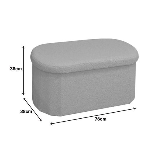 Σκαμπό-Μπαούλο Otto Ύφασμα Μπουκλέ σε Κρεμ-Ivory Απόχρωση 76x38x38