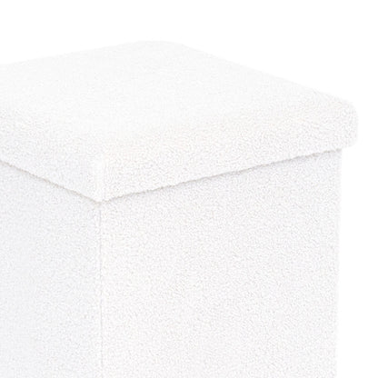 Σκαμπό-Μπαούλο Crystal Μπουκλέ Ύφασμα σε Ivory Απόχρωση 38x38x38