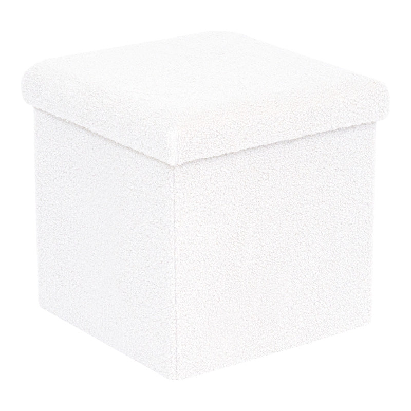 Σκαμπό-Μπαούλο Crystal Μπουκλέ Ύφασμα σε Ivory Απόχρωση 38x38x38