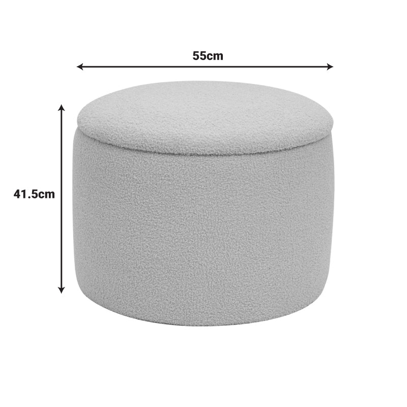 Σκαμπό-Μπαούλο Roundy Μπουκλέ Ύφασμα σε Μπεζ Απόχρωση Φ55x41.5