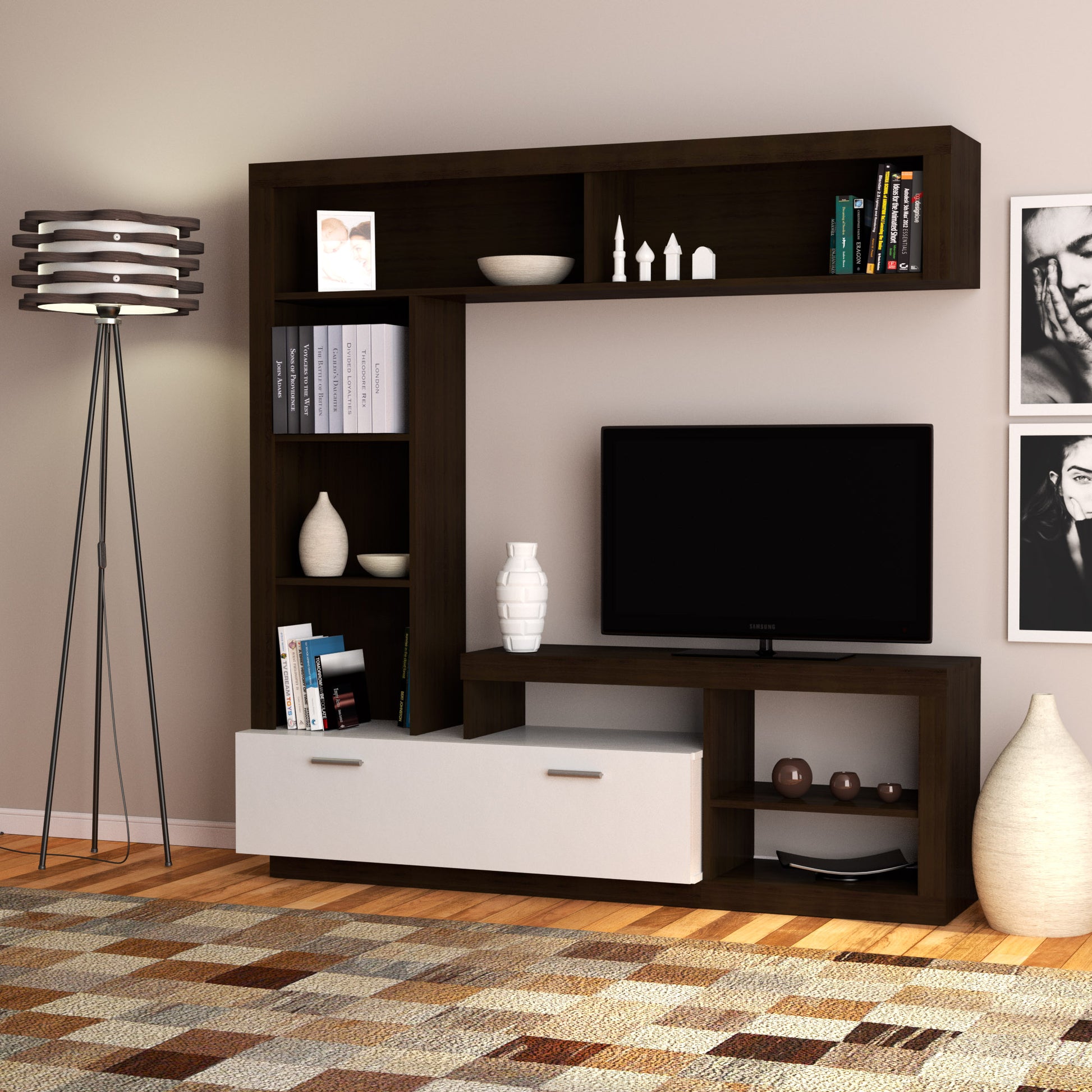 Σύνθεση Τηλεόρασης Floks 170x41x170 Wenge(Σοκολά)-Λευκό