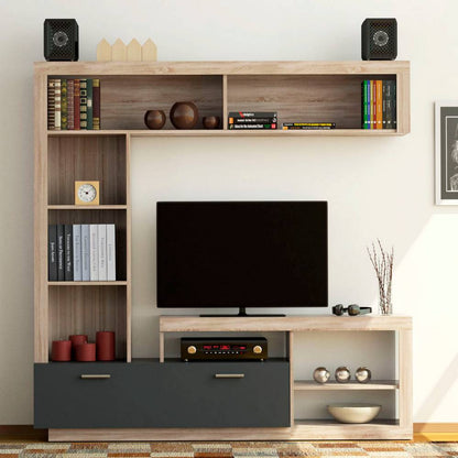 Σύνθεση Τηλεόρασης Floks Sonoma (Φυσικός Δρυς)-Γραφίτης 170x41x170