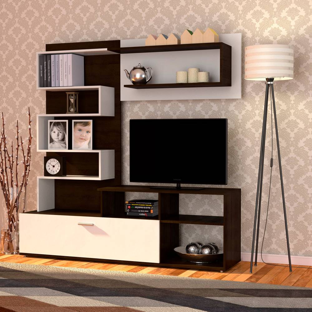 Σύνθεση Τηλεόρασης Jasmin 170x41.5x170 Wenge(Σοκολά)-Λευκό