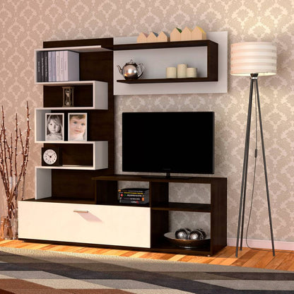 Σύνθεση Τηλεόρασης Jasmin 170x41.5x170 Wenge(Σοκολά)-Λευκό