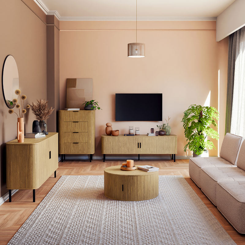 Μπουφές Scandi MDF Φυσικό με Μεταλλικά Μαύρα Πόδια 170x45x80