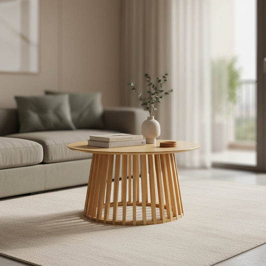 Τραπέζι Σαλονιού Domonic MDF/PW σε Φυσική Απόχρωση Φ80x45