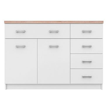 Μπουφές Top Mix Λευκό-Sonoma με 5 Συρτάρια 120x33x85