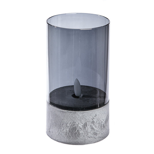 Φωτιστικό Ανεμοφωτιστικό (LED) Κυλινδρικό Γυαλί Γκρι 12.5x8εκ