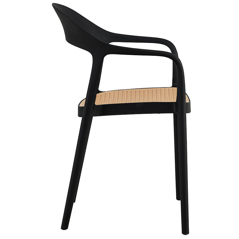 Πολυθρόνα Ember Στοιβαζόμενη με UV Protection PP Μπεζ-Μαύρο 52.5x56.5x81