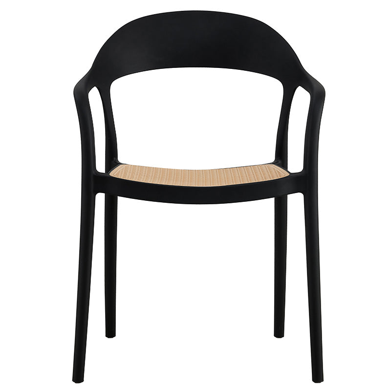 Πολυθρόνα Ember Στοιβαζόμενη με UV Protection PP Μπεζ-Μαύρο 52.5x56.5x81