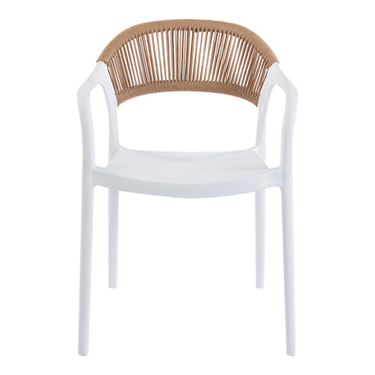 Πολυθρόνα Ankara Στοιβαζόμενη PP-PE Rattan σε Λευκή-Φυσική Απόχρωση 54x55.5x77