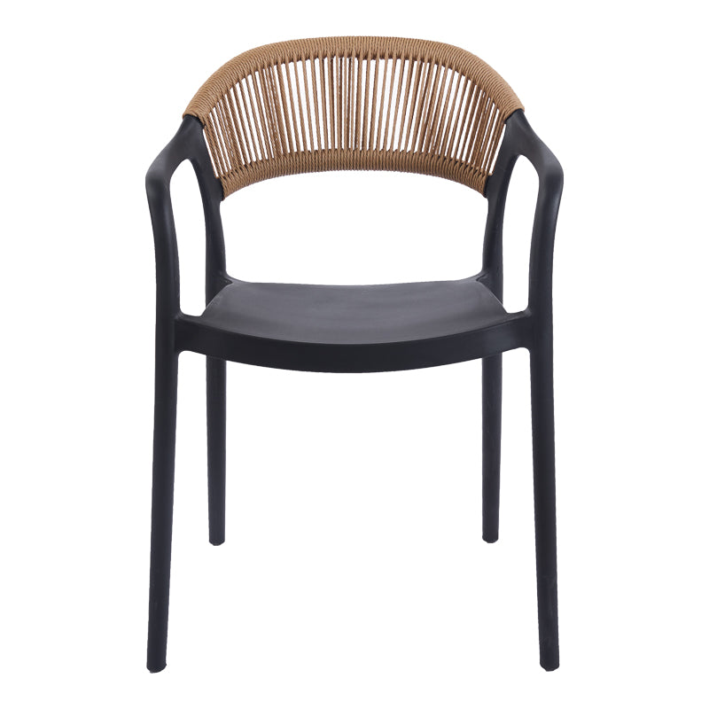 Πολυθρόνα Ankara Στοιβαζόμενη PP-PE Rattan σε Μαύρη-Φυσική Απόχρωση 54x55.5x77