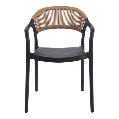 Πολυθρόνα Ankara Στοιβαζόμενη PP-PE Rattan σε Μαύρη-Φυσική Απόχρωση 54x55.5x77