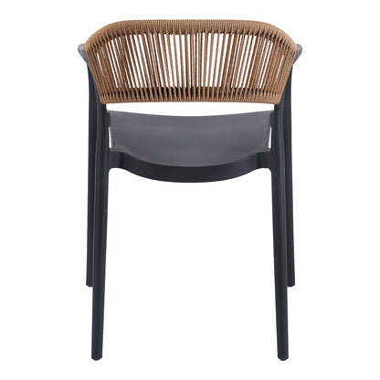 Πολυθρόνα Ankara Στοιβαζόμενη PP-PE Rattan σε Μαύρη-Φυσική Απόχρωση 54x55.5x77