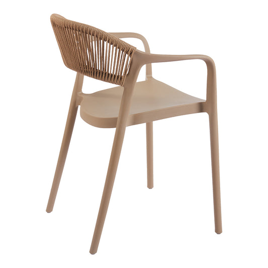 Πολυθρόνα Ankara Στοιβαζόμενη PP-PE Rattan σε Μόκα-Φυσική Απόχρωση 54x55.5x77