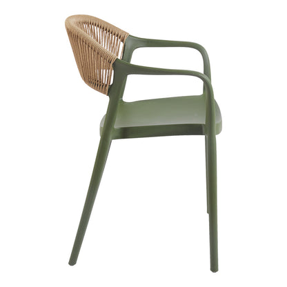 Πολυθρόνα Ankara Στοιβαζόμενη PP-PE Rattan σε Λαδί-Φυσική Απόχρωση 54x55.5x77