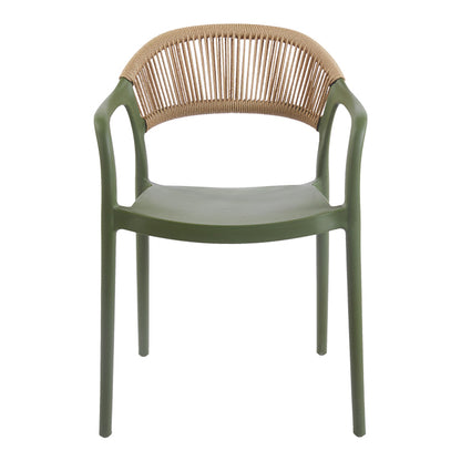 Πολυθρόνα Ankara Στοιβαζόμενη PP-PE Rattan σε Λαδί-Φυσική Απόχρωση 54x55.5x77