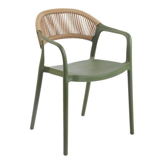 Πολυθρόνα Ankara Στοιβαζόμενη PP-PE Rattan σε Λαδί-Φυσική Απόχρωση 54x55.5x77