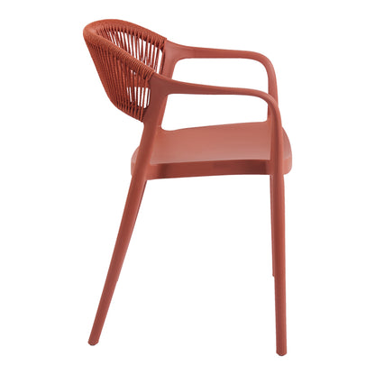 Πολυθρόνα Ankara Στοιβαζόμενη PP-PE Rattan σε Terracotta Απόχρωση 54x55.5x77