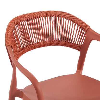 Πολυθρόνα Ankara Στοιβαζόμενη PP-PE Rattan σε Terracotta Απόχρωση 54x55.5x77