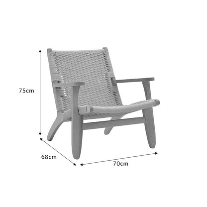 Πολυθρόνα Chiara Ξύλο Οξιάς Φυσικό-Έδρα Φυσικό Σχοινί 70x68x75