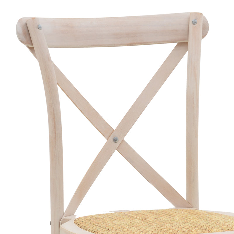 Καρέκλα Dylon White Wash Ξύλο Οξιάς-Έδρα Φυσικό Rattan 48x52x89