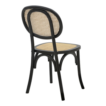 Καρέκλα Zoel Μαύρο Ξύλο Οξιάς-Φυσικό Rattan 45x52x82