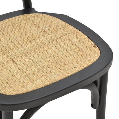 Καρέκλα Zoel Μαύρο Ξύλο Οξιάς-Φυσικό Rattan 45x52x82