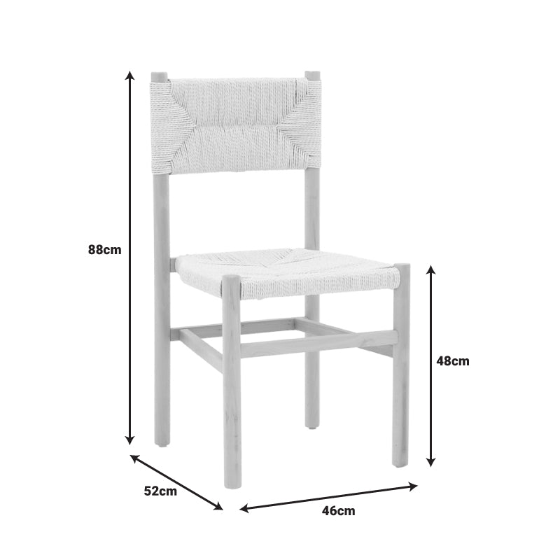 Καρέκλα Oarvine Φυσικό Rubberwood-Φυσικό Σχοινί 46x52x88