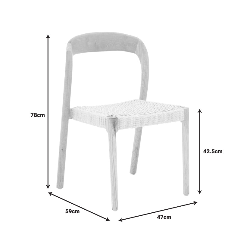 Καρέκλα Tavrine Σχοινί-Rubberwood σε Φυσική Απόχρωση 47x59x78