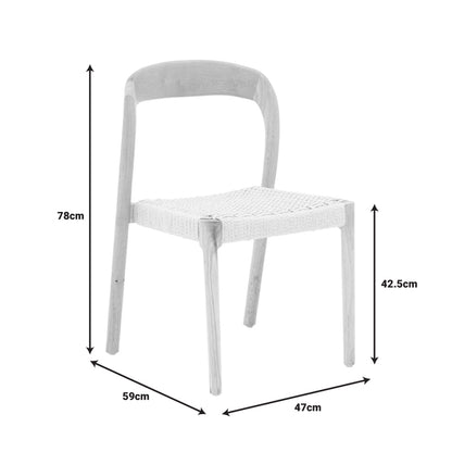 Καρέκλα Tavrine Σχοινί-Rubberwood σε Φυσική Απόχρωση 47x59x78