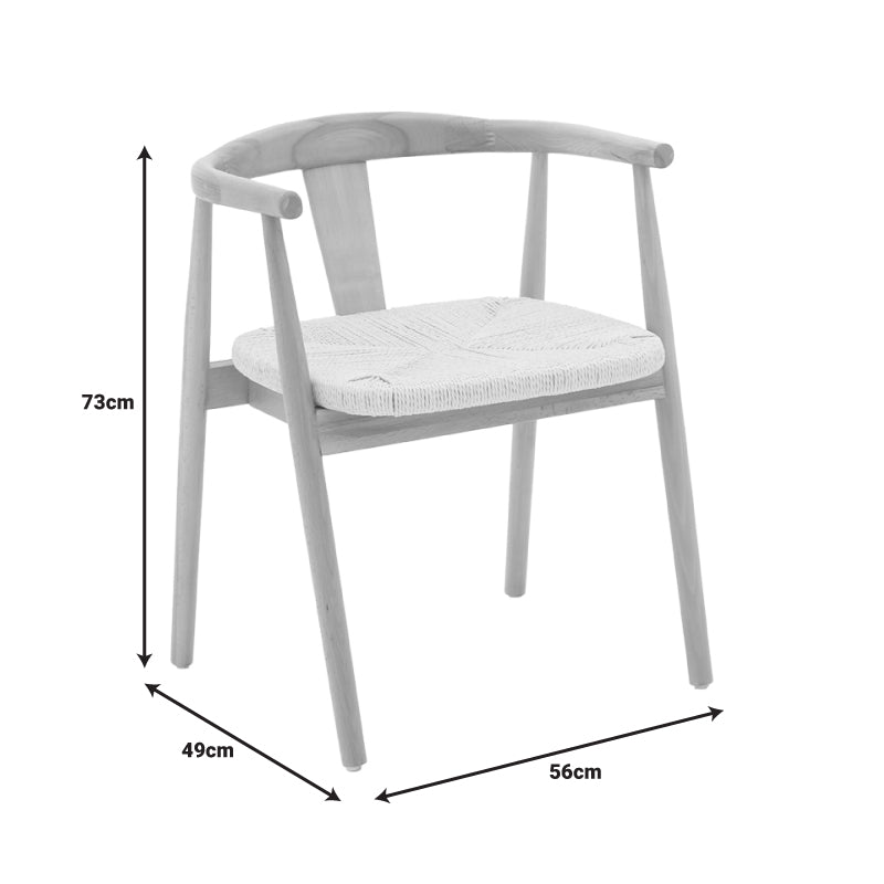 Πολυθρόνα Gernine Μασίφ Ξύλο Οξιάς και Σχοινί σε Φυσική Απόχρωση 56x49x73