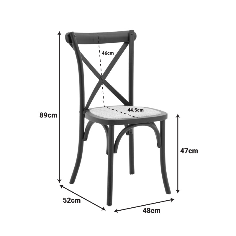 Καρέκλα Dylon Στοιβαζόμενη Μαύρο Ξύλο Οξιάς-Έδρα Φυσικό Rattan 48x52x89