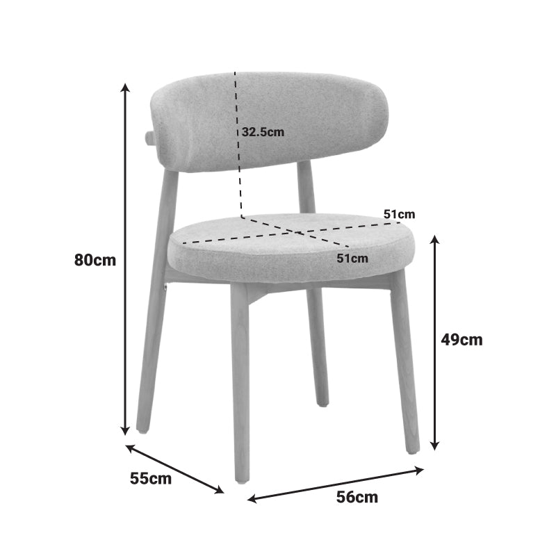 Καρέκλα Luben Ύφασμα Καφέ - Rubberwood σε Φυσική Απόχρωση 53x54x79